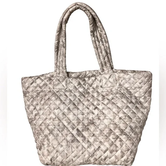 MZ Wallace Nylon Quilted Medium Metro Tote Bag - Taupe - Picture 2 of 11